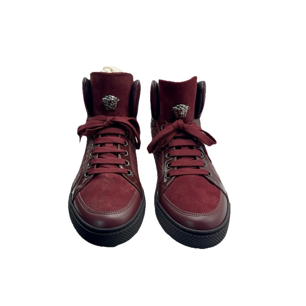 Versace‎ Medusa Slip-On Bordeaux Leather Sneakers Men US 8 EU 39 $795